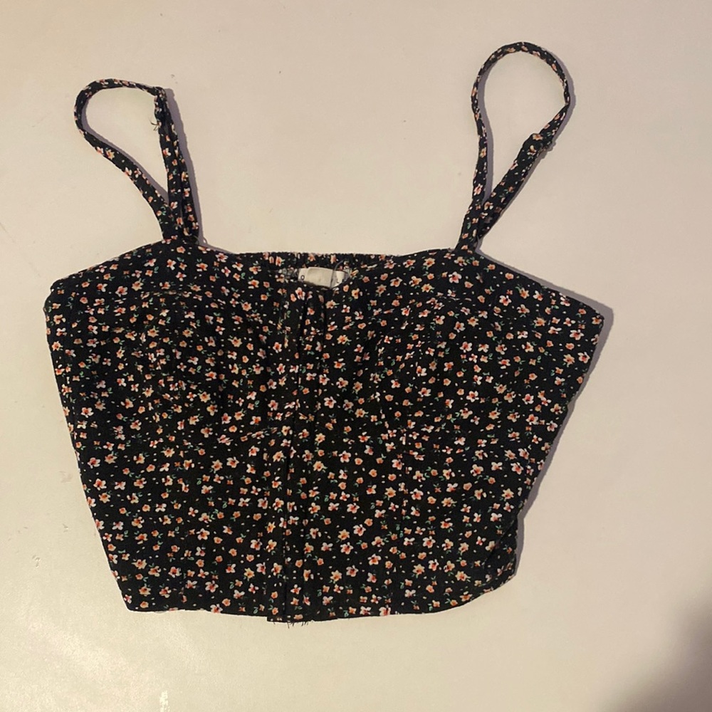 Aeropastale black floral corset top size small